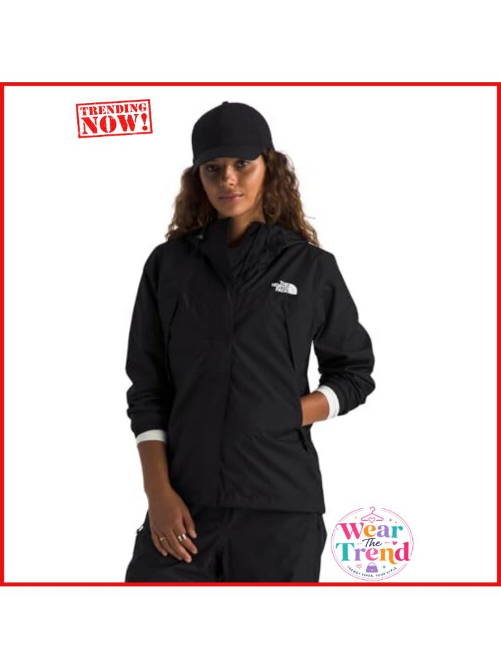 Waterproof Breathable Seam-Sealed Rain Jacket with 3-Piece Hood & Zip Pockets